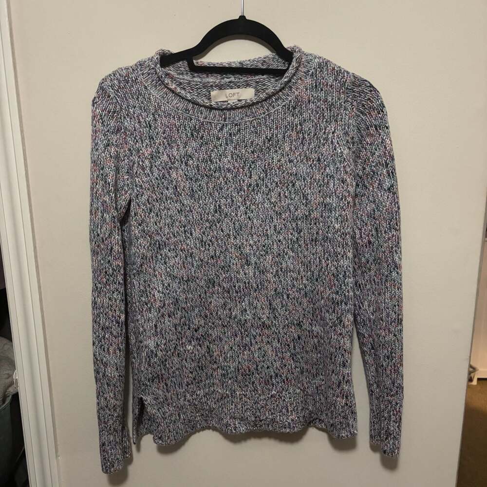 LOFT Women's XS Multicolor Marled Knit Long Sleeve Pullover Sweater